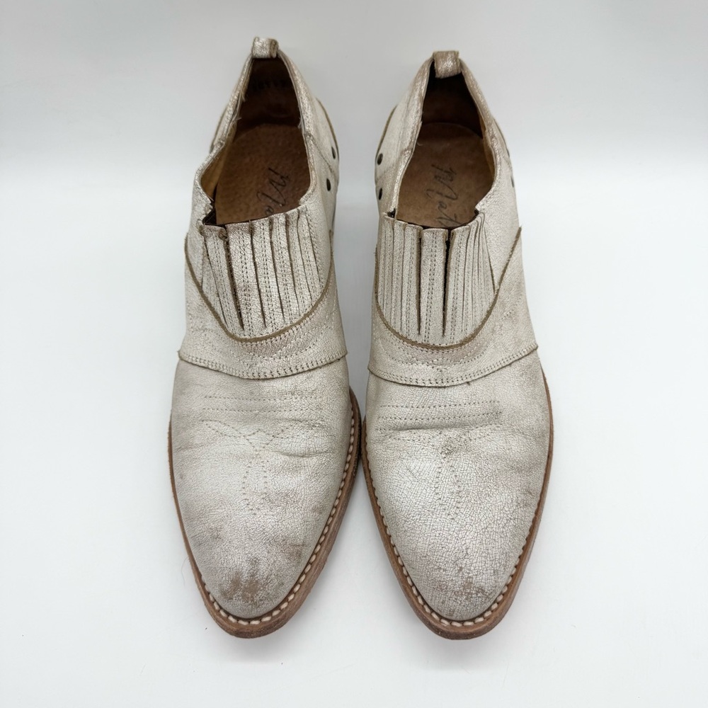 Matisse Roscoe Distressed Leather Almond Toe Heeled Western Bootie Cream Sz 8.5 - Picture 6 of 13